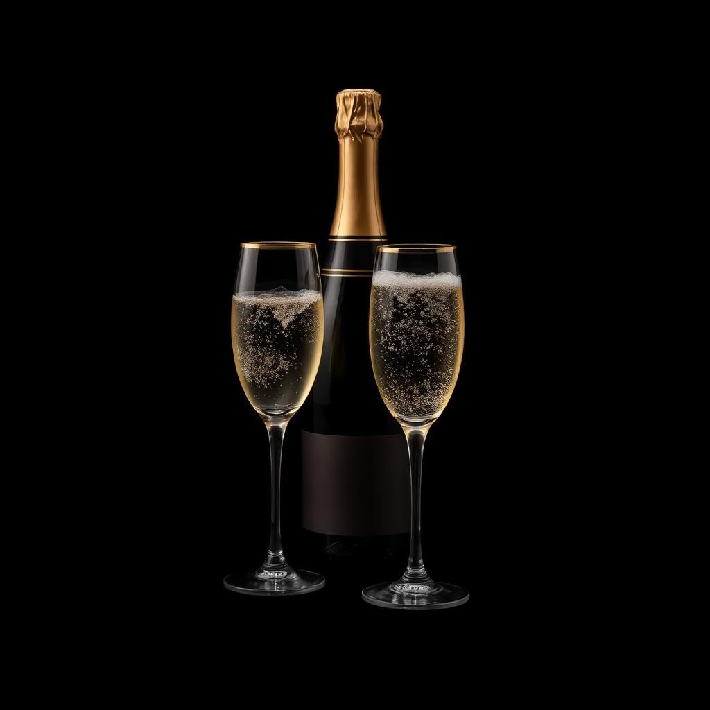 Champagne category at ThePourfection — a chilled champagne bottle with rising bubbles and gold foil