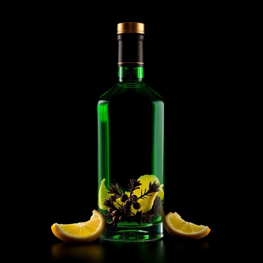 Gin category at ThePourfection — a botanical gin bottle framed by juniper sprigs and dried citrus