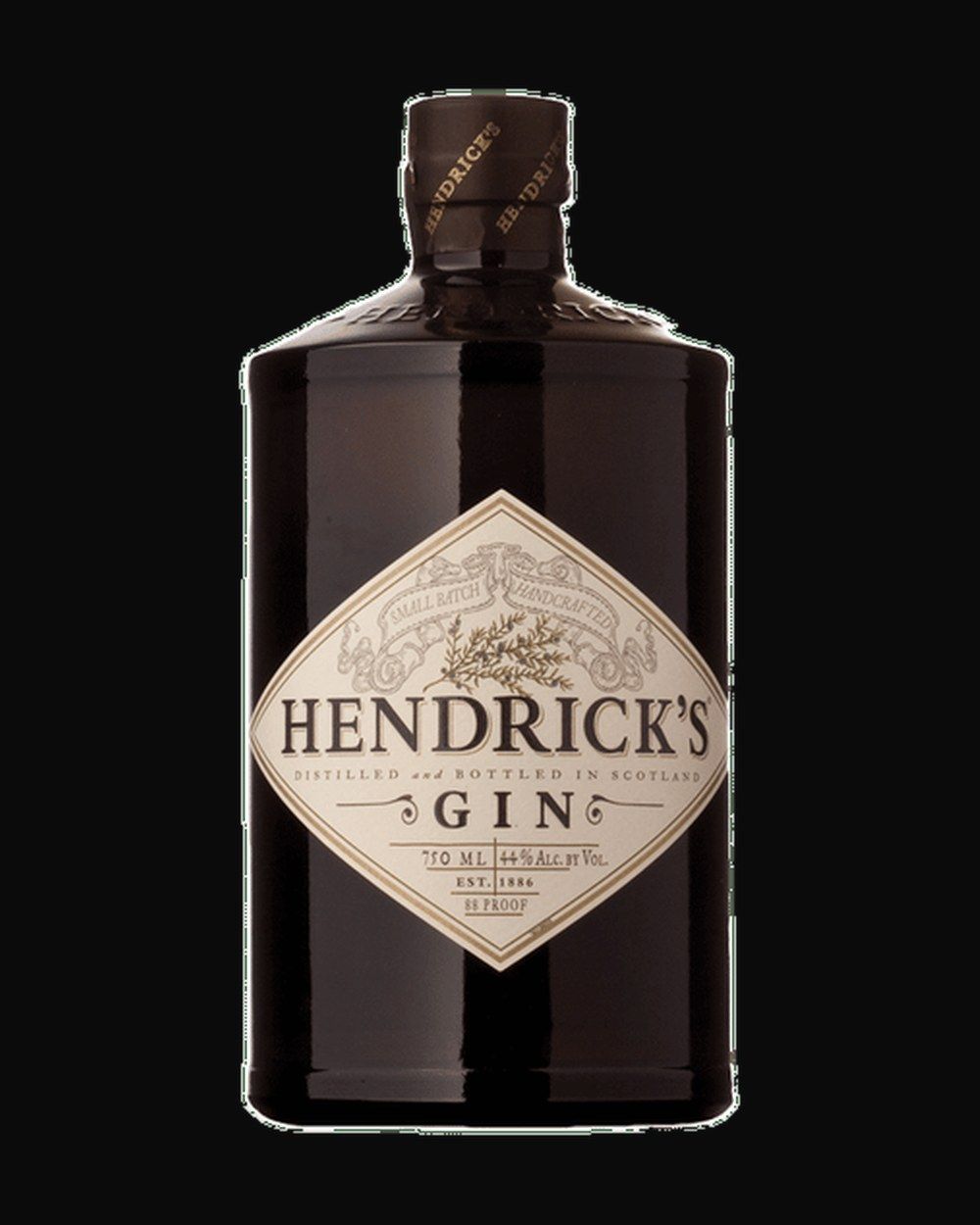 Bottle of Hendrick's Hendrick's Gin, gin, from Scotland, 750ml — a botanical gin bottle framed by juniper sprigs and dried citrus